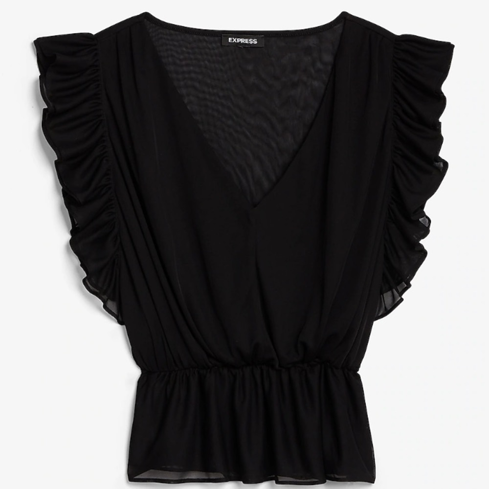Express Ruffle V-Neck Peplum Tank